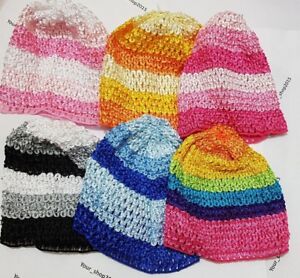 Baby Boy Girl Crochet Knitted Costume hat/beanie Multi Colour Raimbow 0-6mths