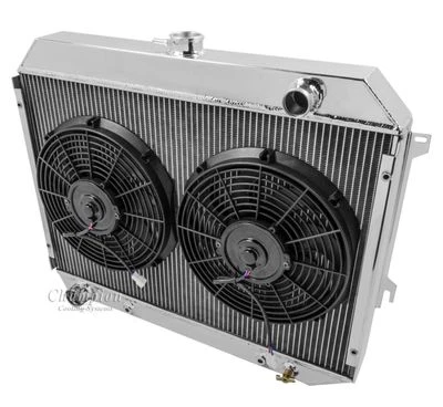 68-73 Dodge Charger Aluminum 2 Row 1" Tubes KR Champion Radiator Fan Combo Foto 1 de 4