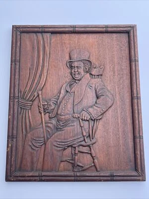 古董木雕绅士肖像 19 世纪坐着的人 — 第 1/4 张图片