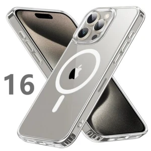 Magnetic Clear Case For iPhone 16 16 Pro 16 Plus Pro Max Back Cover Case New - Picture 1 of 7
