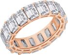 2 Ct Emerald Simulated Diamond 925 Silver Rose Gold Plated Eternity Band Ring