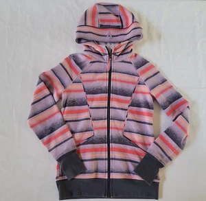 LULULEMON IVIVVA Girls Pastel Pink Purple Stripe Hoodie Multicolor Jacket Sz 12 - Picture 1 of 6