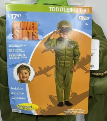 Talla 3T-4T Trajes Eléctricos Aviador Halloween Disfraz Traje de Vuelo Casco Suave Verde Foto 1 de 4