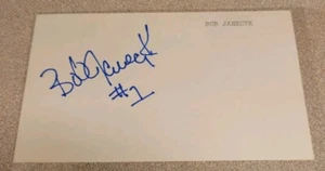 BOB JANECYK SIGNED 3x5 INDEX CARD NHL AUTOGRAPH BLACKHAWKS LA KINGS 1983-89 AHL - Picture 1 of 1