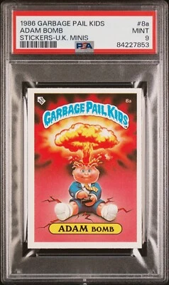 1986 Garbage Pail Kids OS1 Series 1 UK Adam Bomb 8a Sticker Card PSA 9 MINT GPK - Image 1 of 2