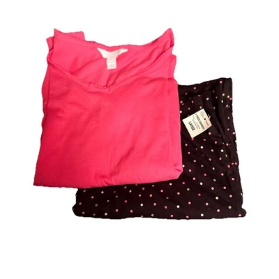 Conjunto de pijama pantalones de franela en T con cuello en V Charter Club Foto 1 de 4