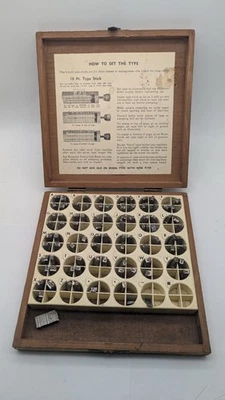 Kingsley Machine Co Juego de fuentes tipo carta lámina caliente CAJA DE MADERA VINTAGE LEER Foto 1 de 4