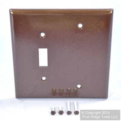 Leviton 80506 Brown 2-Gang Toggle Blank Plastic Midway Wallplate Cover Box Mount - Image 1 of 4