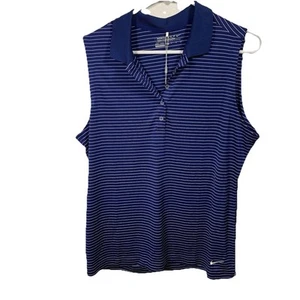 NUEVO CON ETIQUETAS Nike Camisa de Golf Sin Mangas Mujer Talla XL Polo Azul Rayas Dri Fit Tenis - Imagen 1 de 13
