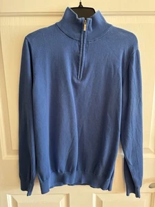 Report Collection Royal Blue 1/4 Zip L/S Pullover Sweater, Men’s Sz Medium - Picture 1 of 8