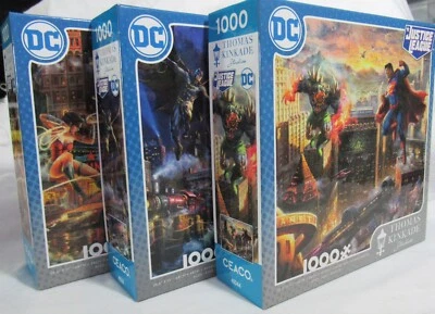 Ceaco 1000 Piece Puzzle Thomas Kinkade JUSTICE LEAGUE Superman Batman DC Set 3 - Image 1 of 4