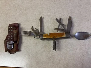 Vtg Stellar Japan Hobo Bone Multitool Camping Fork Spoon Scout Knife 11 pc 1960 - Picture 1 of 10