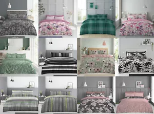 4 PCS Duvet Cover + Fitted Sheet & Pillowcase Polycotton Reversible Bedding Set - Picture 1 of 21