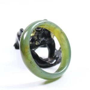 60mm Chinese Certified 100% Natural Green Brown Xiu Jade Bracelet Bangle j6634 - Picture 1 of 11