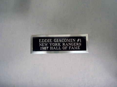 Eddie Giacomin Nameplate For An Autographed Hockey Card Plaque Or Puck Cube 1X3 Cover