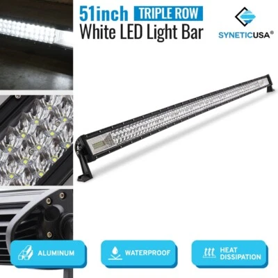 Syneticusa 52" WHITE LED OFFROAD TRIPLE ROLL LED Light Bar - Image 1 of 4