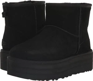 Women's Shoes UGG CLASSIC MINI PLATFORM Sheepskin Ankle Boots 1134991 BLACK