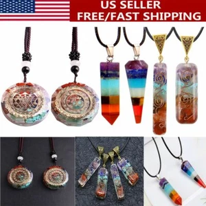 7 Chakra Natural Stone Energy Pendant Necklace Yoga Reiki Healing Amulet Gifts - Picture 1 of 14