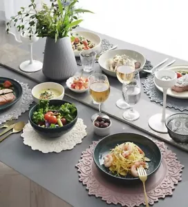 2 Set, Home Deco 12" Silicone Dining Placemats Kitchen Table Mat Dishwasher Safe - Foto 1 di 11