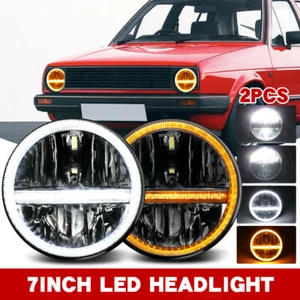Paar 7 Zoll LED Hi/Lo Projektor Scheinwerfer DRL E-Geprüft Für VW Golf I II MK2 - Bild 1 von 13