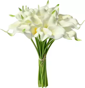 20Pcs White Flowers Artificial Calla Lily Silk Fake Flowers 13.5" for Mother'S D - Picture 1 of 12