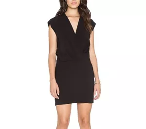 L’agence Dress 2 Cara Mini Black V Neck Draped Women’s NWOT LBD - Picture 1 of 12