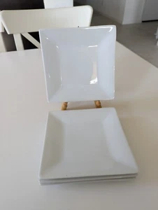 Set of 4 CRATE & BARREL White Square Plates Bread/Dessert Plates 6 Inch  - Picture 1 of 4