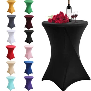 Round Stretch Cocktail Table Cover Spandex Cloth for Wedding Party Decor UK - Picture 1 of 36