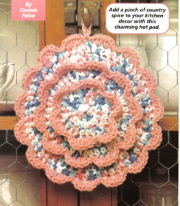 PRETTY Ruffled Hot Pad/Decor/Crochet Pattern INSTRUCTIONS ONLY - Picture 1 of 1