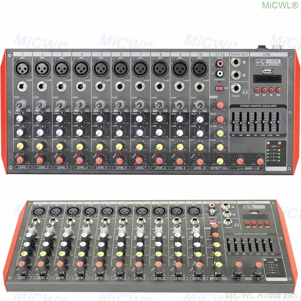 Portable Bluetooth Mixer Sound Mixing Console MG8 MG12 12 Channel Live Mixer USB - Image 1 of 4