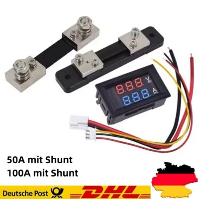 Dc0-100v 50a/100a Digital Voltmeter Amperemeter Led Doppelt Volt Amp Meter+shunt - Bild 1 von 4