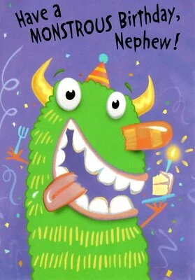 Happy Birthday Nephew Monster Monsters Monstrous Hallmark Greeting Card  - Image 1 of 3