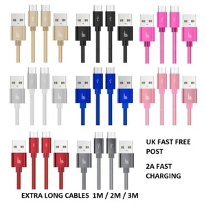 Braided Lead Long Micro USB Cable, 1M 2M 3M High Speed Data Sync Fast Charger UK - Picture 1 of 9