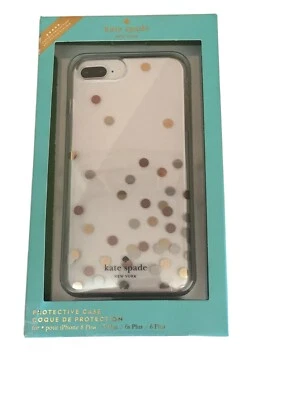 KATE SPADE Phone Case 4 iPhone 8/7/6s/6 PLUS Gold & Rose Gold Silver Polka Dots - Image 1 of 4