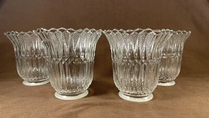 4 Matching Antique Victorian Quilted Glass Lamp Light Shade 2 1/4" Fitter - Picture 1 of 16