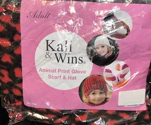Kali & Wins Animal Print Scarf, Gloves & Beanie Winter Set, Red, One Size - Picture 1 of 2