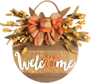 Welcome Sign for Front Door Decor Fall Wreaths Fall Decorations for the Home Far - Picture 1 of 12
