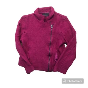 Tahari Wool Blend Asymmetrical  Moto Jacket M Pink Magenta - Picture 1 of 7