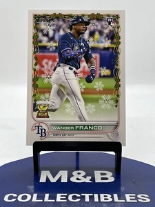 2022 Topps Holiday Wander Franco Short Print Candy Cane Sleeve RC Rays - Picture 1 of 3