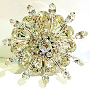 Original By Robert Vintage Marquis Tear Drop Rhinestone Inverted Flower Brooch - Picture 1 of 5