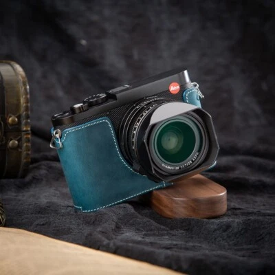 For Leica Q3 Case Real Leather Half Camera Case Bag Cover - Blue - Image 1 of 4