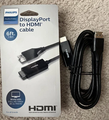 Philips 6' Display Port to HDMI Cable - Black - Image 1 of 2