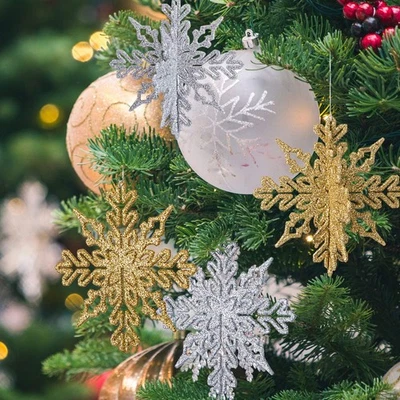 24 Pezzi di Fiocchi di Neve per Natale Decoratici con Glitter Addobbi per Albero - Immagine 1 di 4