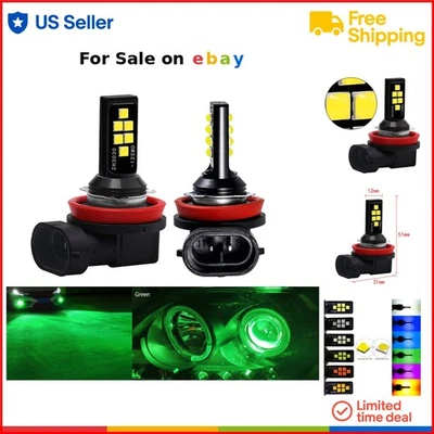 LED Fog Light Bulb 2x Green SMD 3030 Bright Daytime Running Light ATV UTV - Image 1 of 4