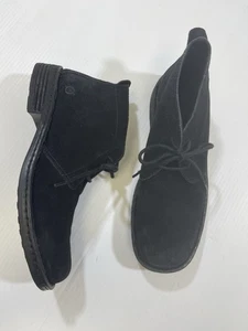 Geboren Herren Schwarz Wildleder Leder Runde Zehe Zum Binden Schuh Stiefel 9M - Bild 1 von 8