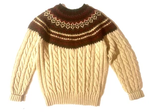 POLO RALPH LAUREN Herren Handstrick Zopfmuster Wolle Nordic Fair Isle Pullover Gr. M Selten - Bild 1 von 12