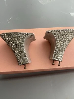 Tacones franceses de la década de 1920 para zapatos con aleta estrás incrustados 2,5" antiguos vintage Foto 1 de 3