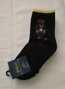 POLO RALPH LAUREN BOY'S 3 PK PREPPY BEAR AND ARGYLE CREW SOCKS, SIZE 2-4T - Picture 1 of 3