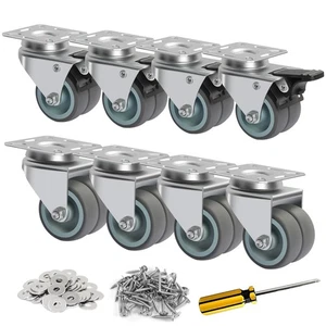 2 inch Caster Wheels with Safety Brake Capacity 880 lbs,TPR Swivel Caster Set... - Picture 1 of 6