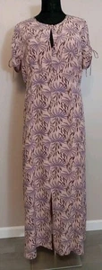 Vestido Madewell Mujer Seda Manga Corbata Melocotón Lavanda Marrón Palma Oasis Talla 14 - Imagen 1 de 8